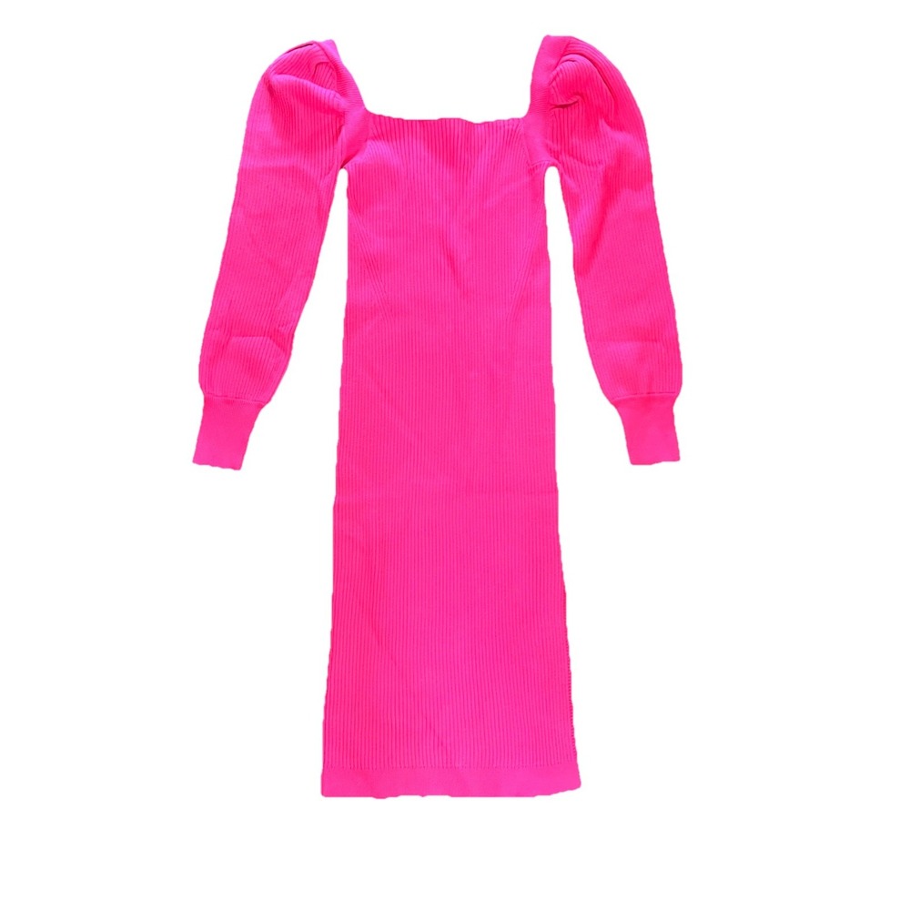 House of Harlow 1960 M Sweater Knit Pencil Ribbed Barbie‎ Dress Hot Pink Bodycon